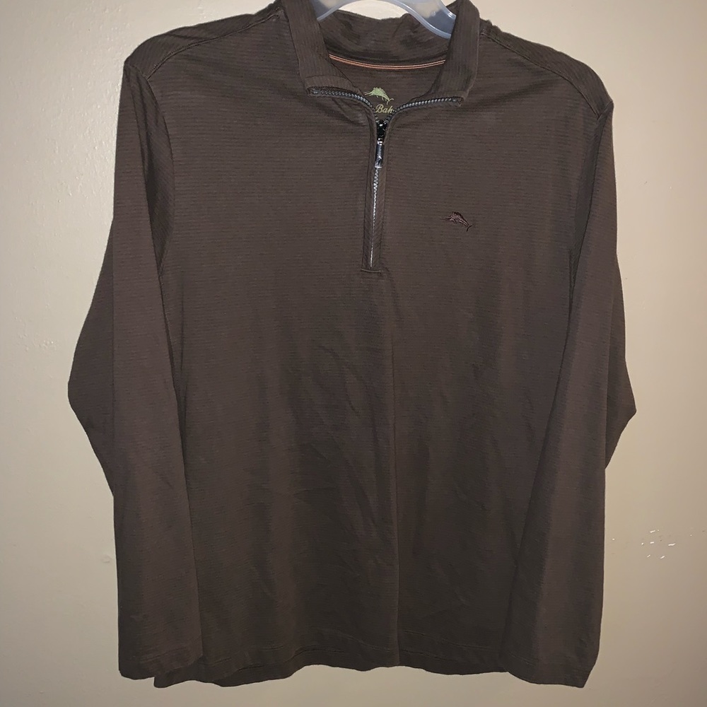 Tommy Bahama Men's Brown 1/4 Zip Neck Cotton